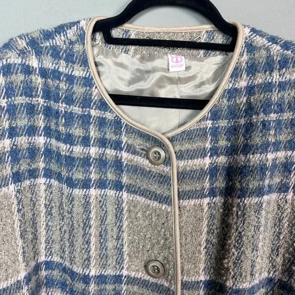 Basler‎ jacket women's Large XL wool long plaid blazer overcoat FR 46 lagenlook